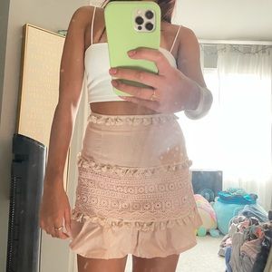 blush pink skirt